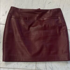 Lamarque Deep Burgundy Leather Pencil Skirt